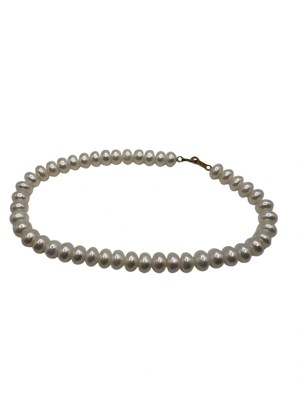 10K Gold Freshwater Pearl Bracelet 7.25” White Rice Pearls Vintage Classic